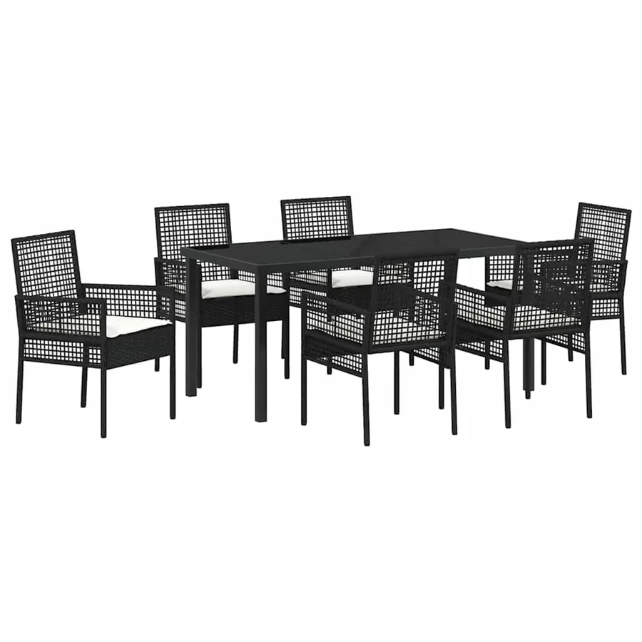 Ensemble de salle à manger pour jardin 7 pcs Noir polyrotin - 2
