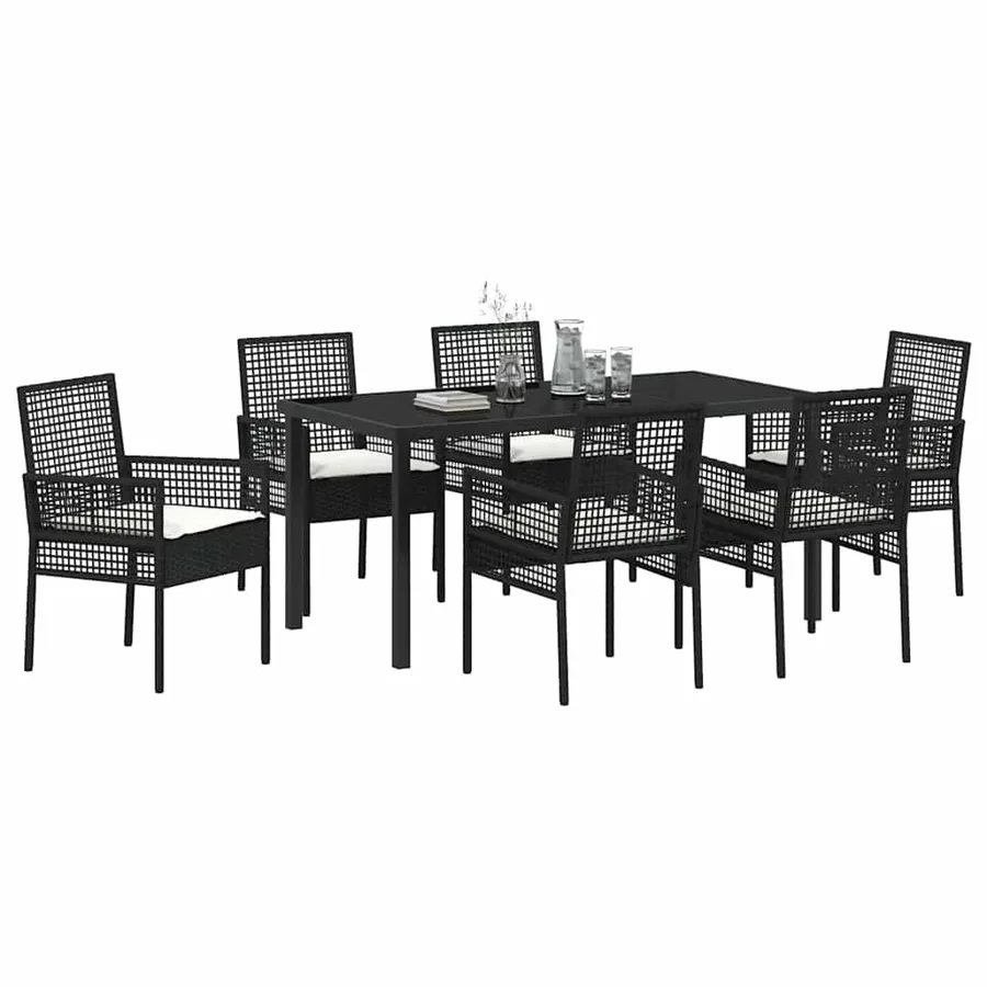 Ensemble de salle à manger pour jardin 7 pcs Noir polyrotin - 3