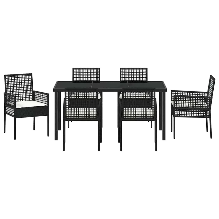 Ensemble de salle à manger pour jardin 7 pcs Noir polyrotin - 7