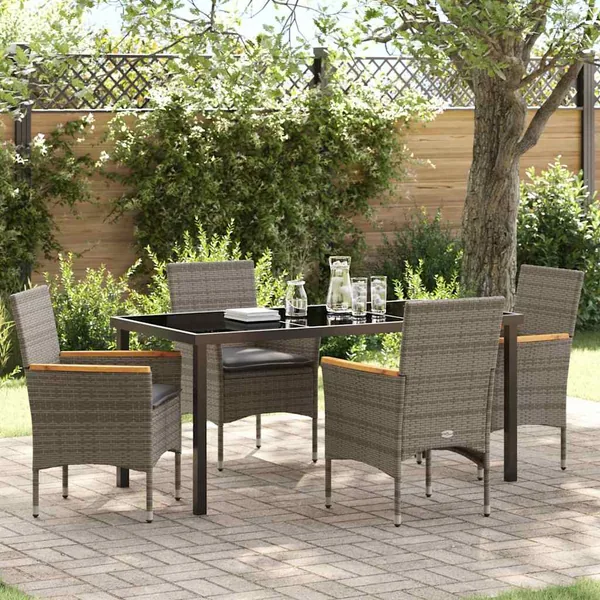 Ensemble de salle à manger pour jardin 5 pcs Gris polyrotin