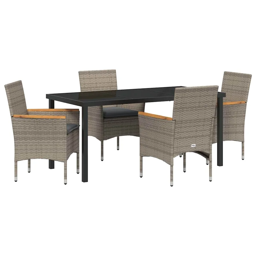 Ensemble de salle à manger pour jardin 5 pcs Gris polyrotin - 2
