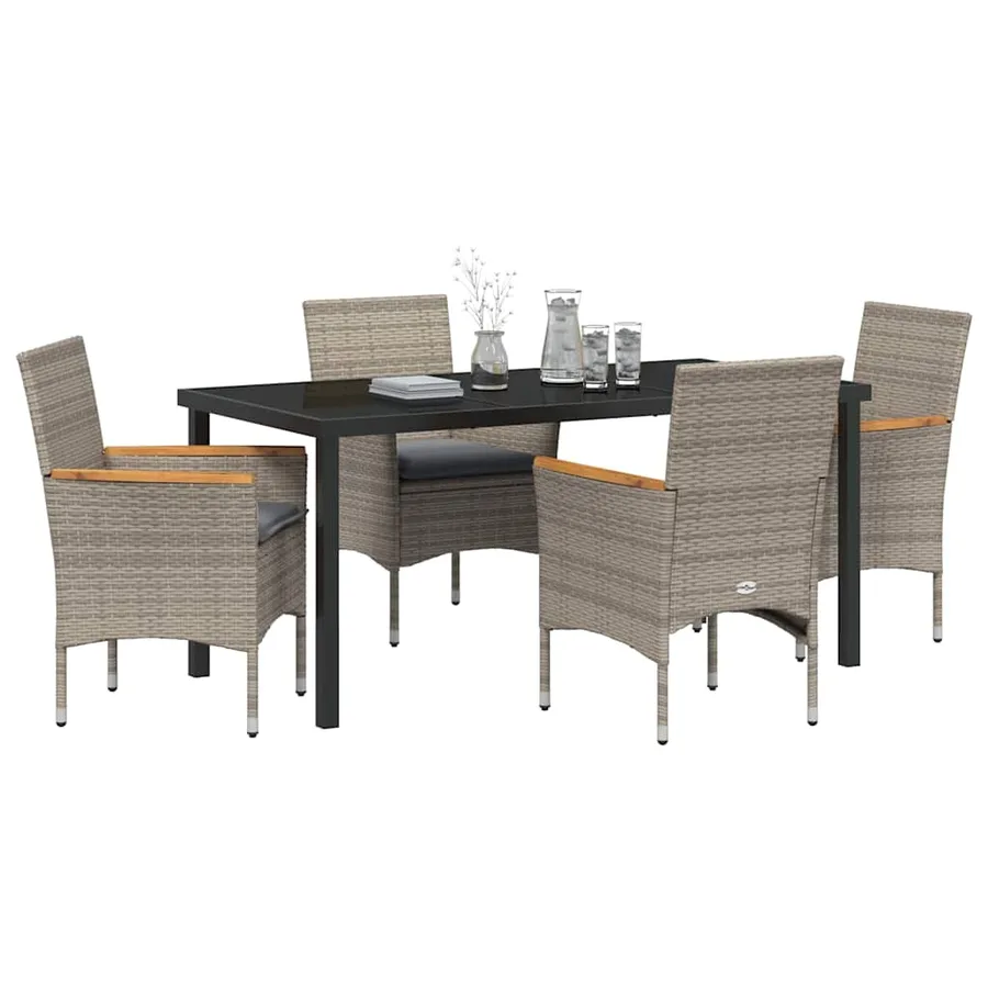 Ensemble de salle à manger pour jardin 5 pcs Gris polyrotin - 3