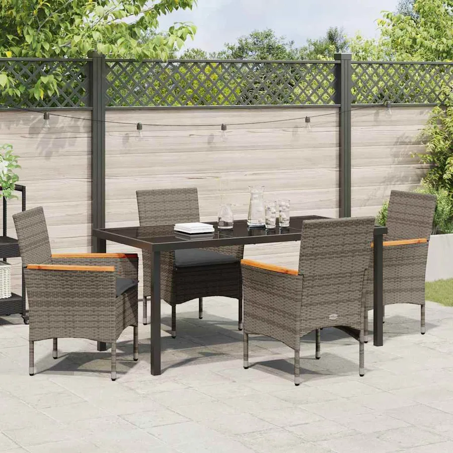 Ensemble de salle à manger pour jardin 5 pcs Gris polyrotin - 4