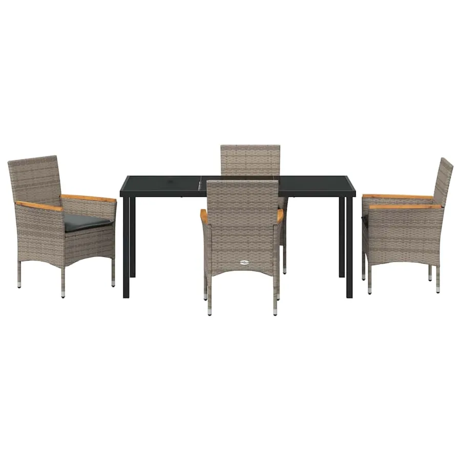 Ensemble de salle à manger pour jardin 5 pcs Gris polyrotin - 7