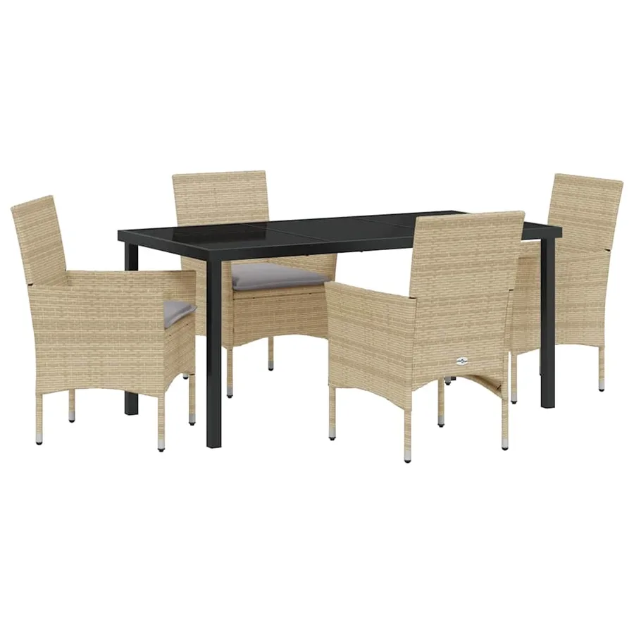 Ensemble de salle à manger pour jardin 5 pcs Beige polyrotin - 2