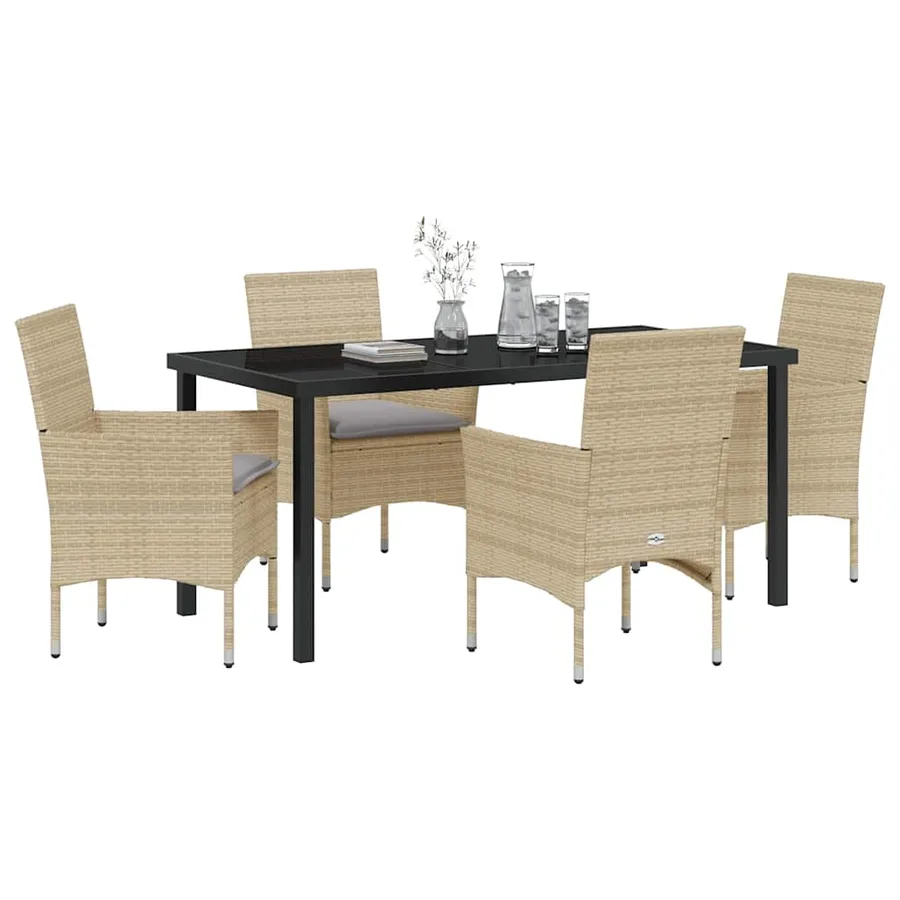 Ensemble de salle à manger pour jardin 5 pcs Beige polyrotin - 3