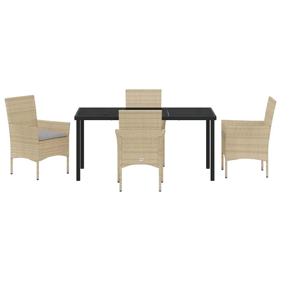 Ensemble de salle à manger pour jardin 5 pcs Beige polyrotin - 7