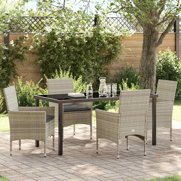 Ensemble de salle à manger pour jardin 5 pcs Gris clair