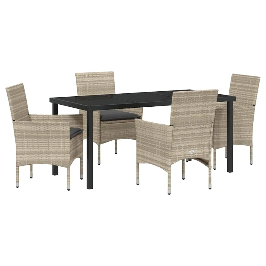 Ensemble de salle à manger pour jardin 5 pcs Gris clair - 2
