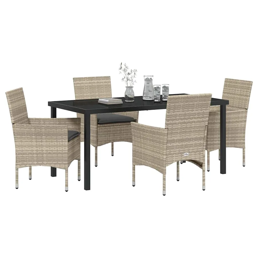 Ensemble de salle à manger pour jardin 5 pcs Gris clair - 3