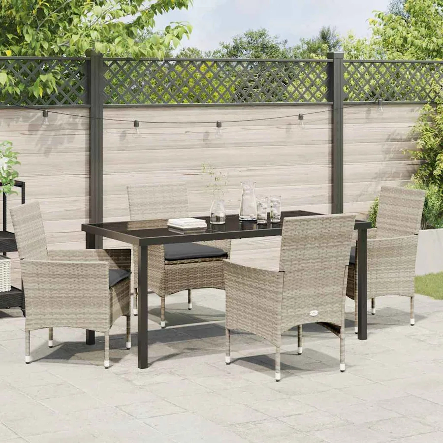 Ensemble de salle à manger pour jardin 5 pcs Gris clair - 4