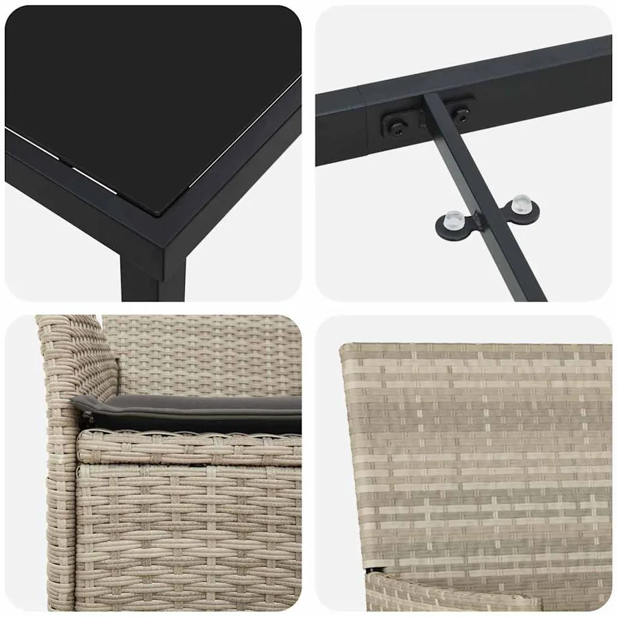 Ensemble de salle à manger pour jardin 5 pcs Gris clair - 9