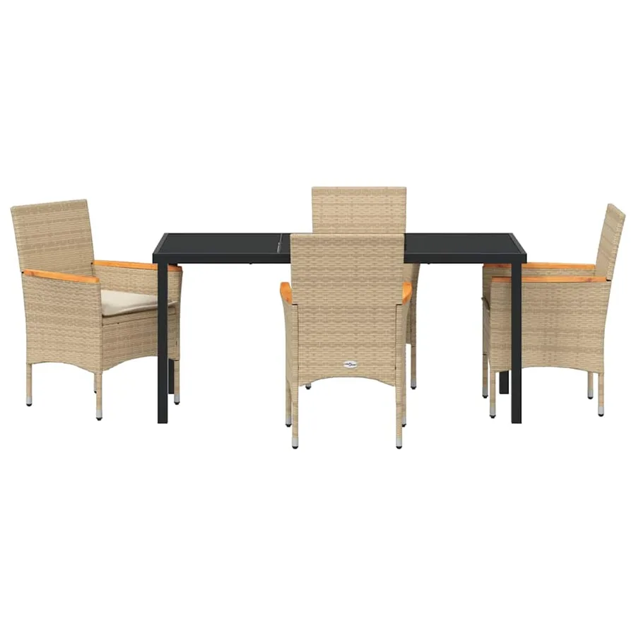 Ensemble de salle à manger pour jardin 5 pcs Beige polyrotin - 7