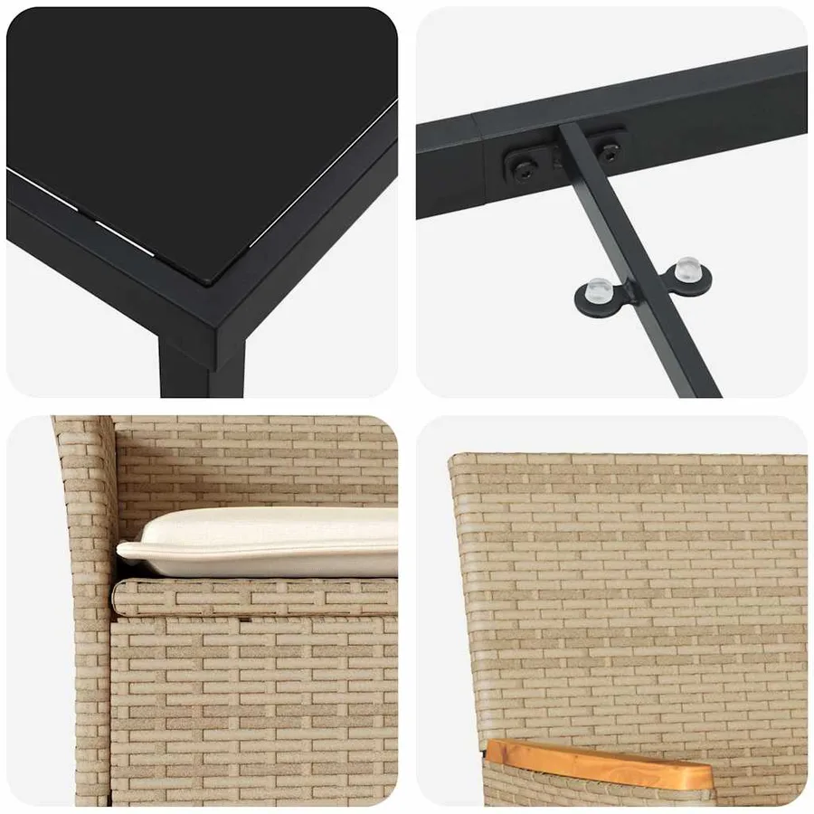 Ensemble de salle à manger pour jardin 5 pcs Beige polyrotin - 9