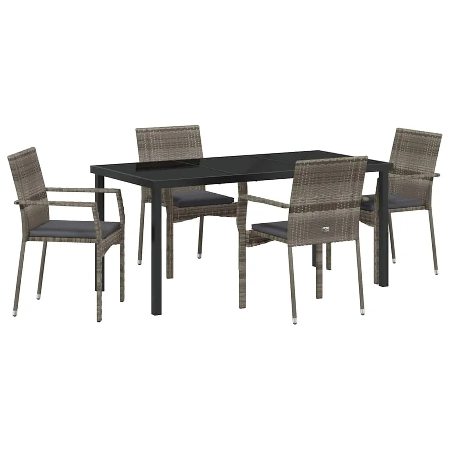 Ensemble de salle à manger pour jardin 5 pcs Gris polyrotin - 2