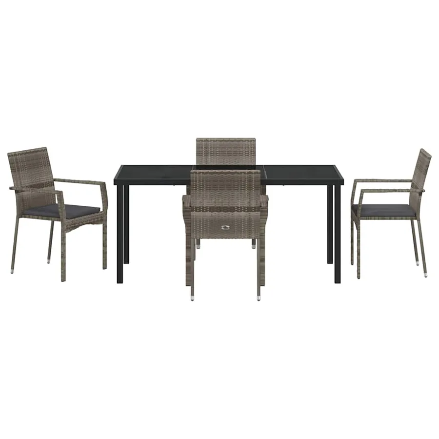 Ensemble de salle à manger pour jardin 5 pcs Gris polyrotin - 7