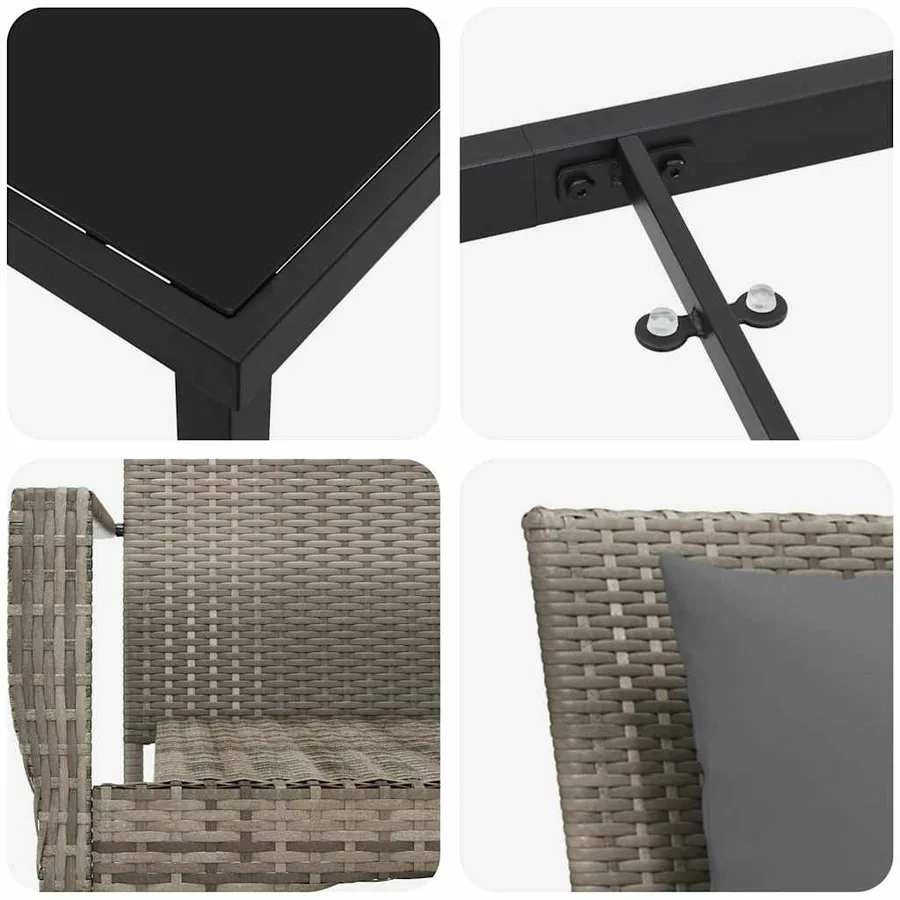 Ensemble de salle à manger pour jardin 5 pcs Gris polyrotin - 9