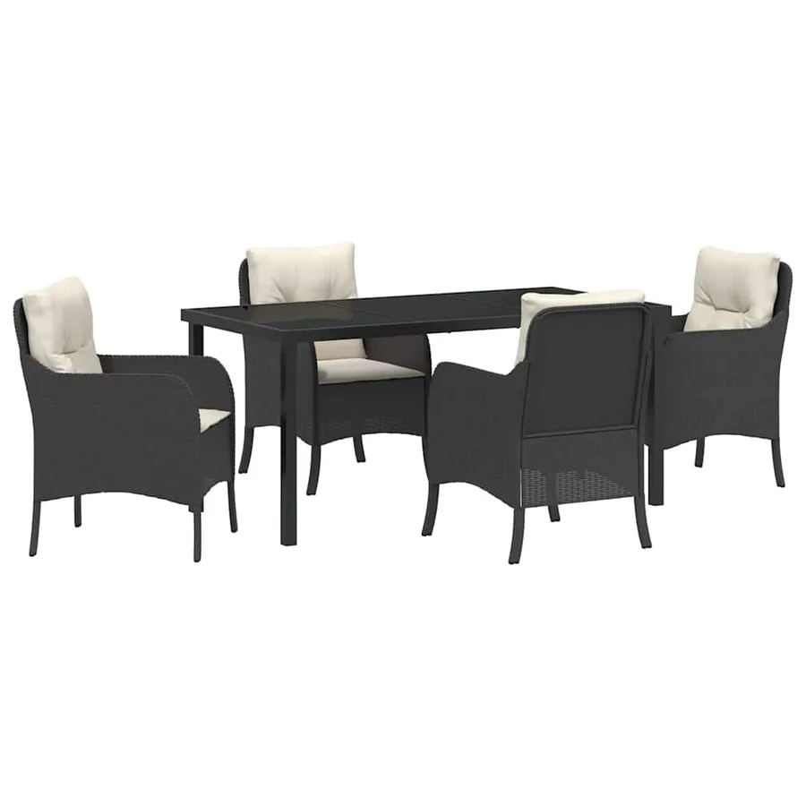 Ensemble de salle à manger pour jardin 5 pcs Noir polyrotin - 2