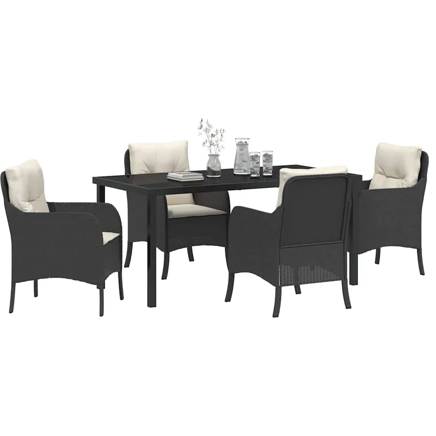 Ensemble de salle à manger pour jardin 5 pcs Noir polyrotin - 3