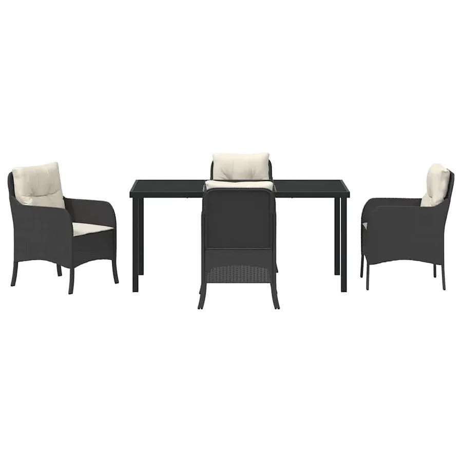 Ensemble de salle à manger pour jardin 5 pcs Noir polyrotin - 7