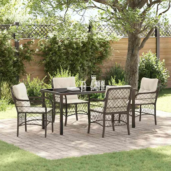 Ensemble de salle à manger pour jardin 5 pcs Marron polyrotin