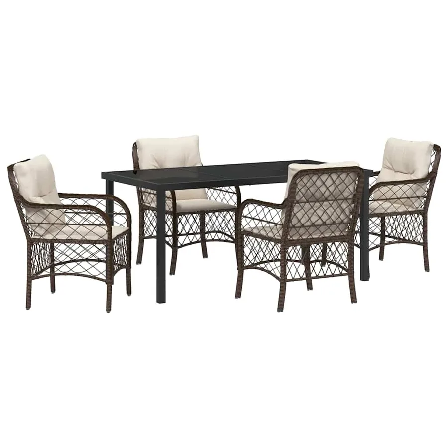 Ensemble de salle à manger pour jardin 5 pcs Marron polyrotin - 2