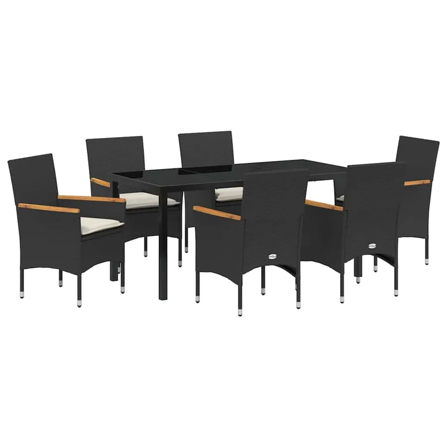 Ensemble de salle à manger pour jardin 7 pcs Noir polyrotin - 2