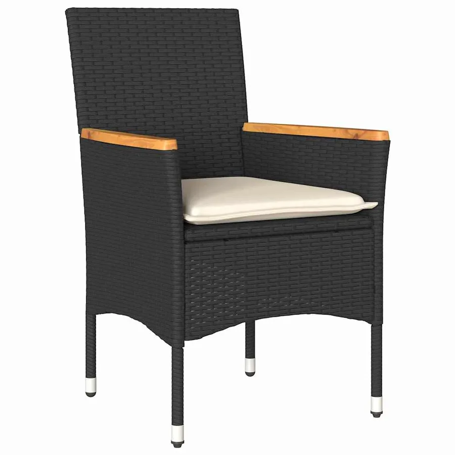 Ensemble de salle à manger pour jardin 7 pcs Noir polyrotin - 6
