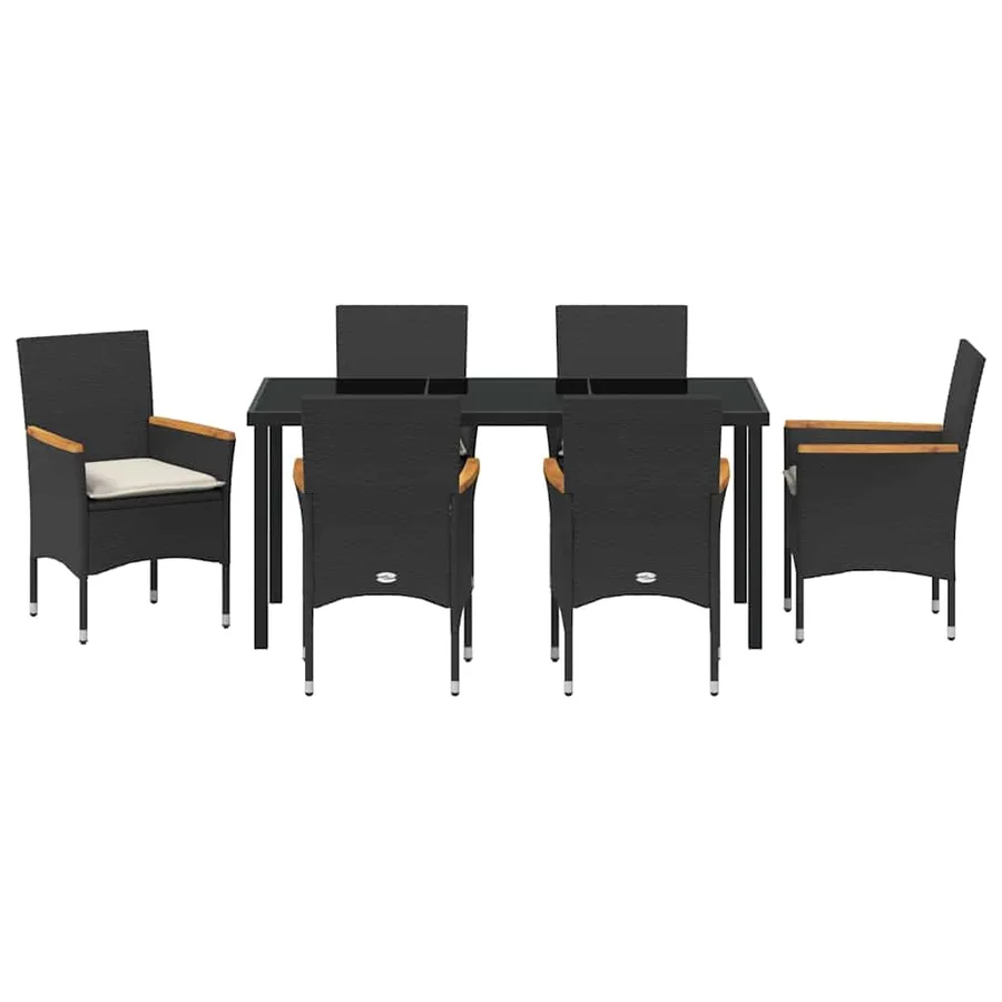 Ensemble de salle à manger pour jardin 7 pcs Noir polyrotin - 7