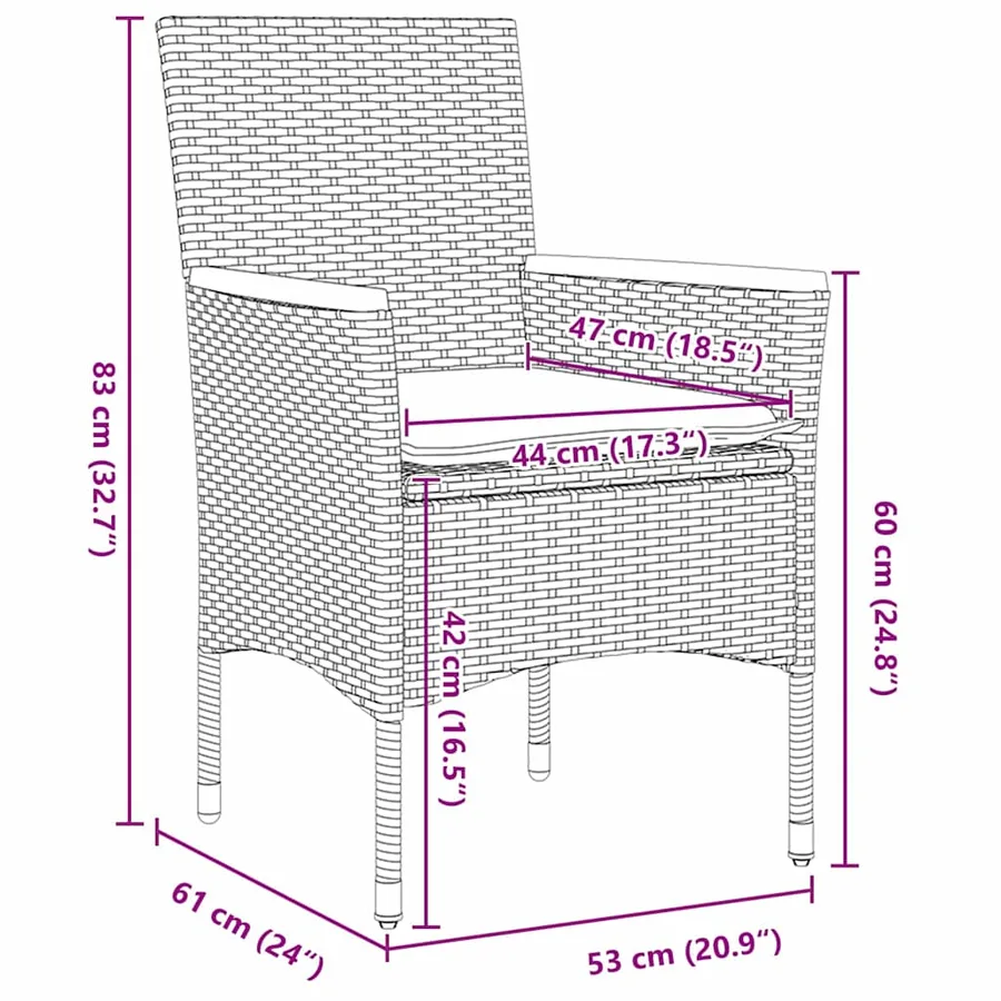 Ensemble de salle à manger pour jardin 7 pcs Noir polyrotin - 8