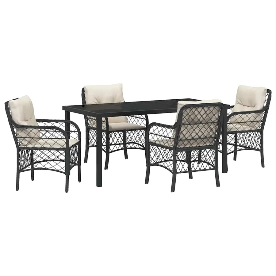 Ensemble de salle à manger pour jardin 5 pcs Noir polyrotin - 2