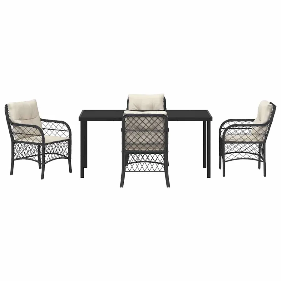 Ensemble de salle à manger pour jardin 5 pcs Noir polyrotin - 7