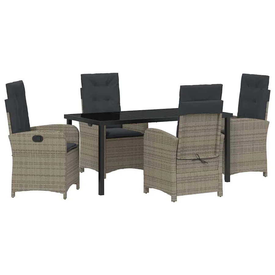 Ensemble de salle à manger pour jardin 5 pcs Gris polyrotin - 2