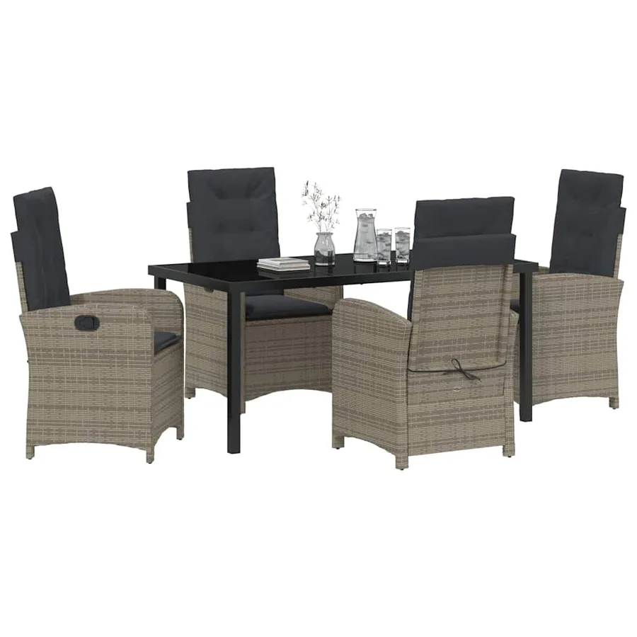 Ensemble de salle à manger pour jardin 5 pcs Gris polyrotin - 3
