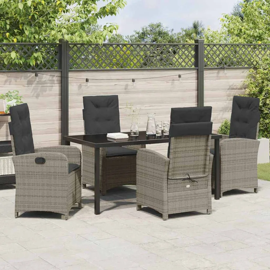 Ensemble de salle à manger pour jardin 5 pcs Gris polyrotin - 4