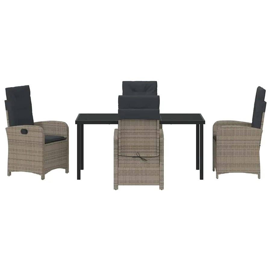 Ensemble de salle à manger pour jardin 5 pcs Gris polyrotin - 7