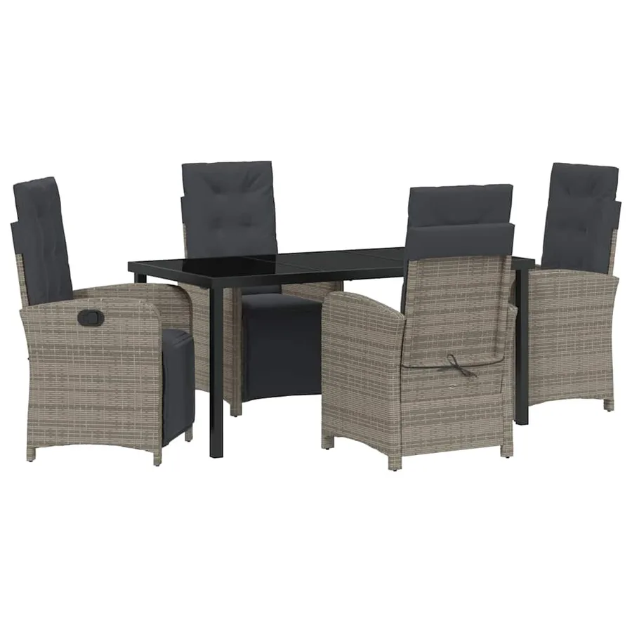 Ensemble de salle à manger pour jardin 5 pcs Gris polyrotin - 2