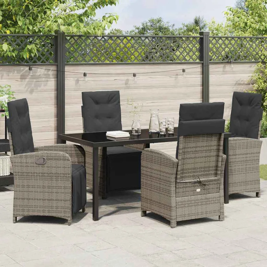 Ensemble de salle à manger pour jardin 5 pcs Gris polyrotin - 4