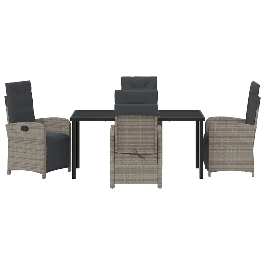 Ensemble de salle à manger pour jardin 5 pcs Gris polyrotin - 7