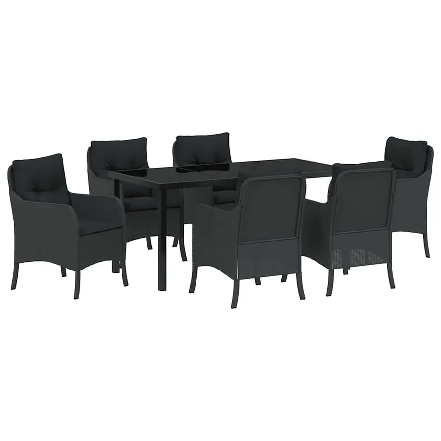 Ensemble de salle à manger pour jardin 7 pcs Noir polyrotin - 2