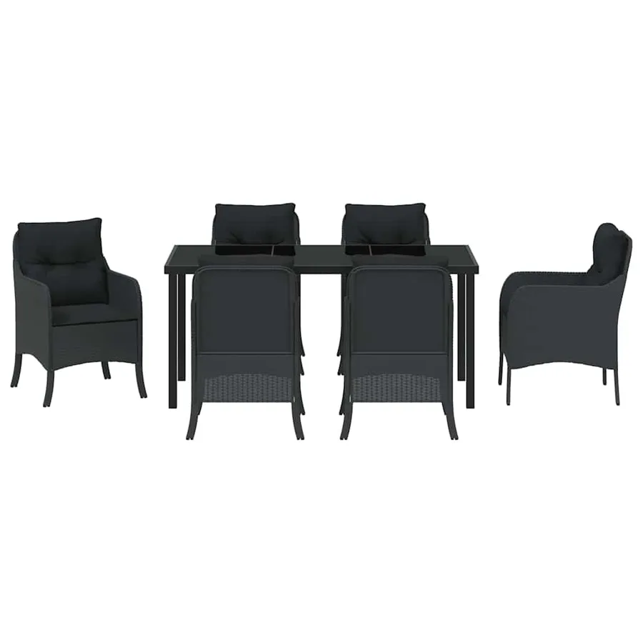 Ensemble de salle à manger pour jardin 7 pcs Noir polyrotin - 7