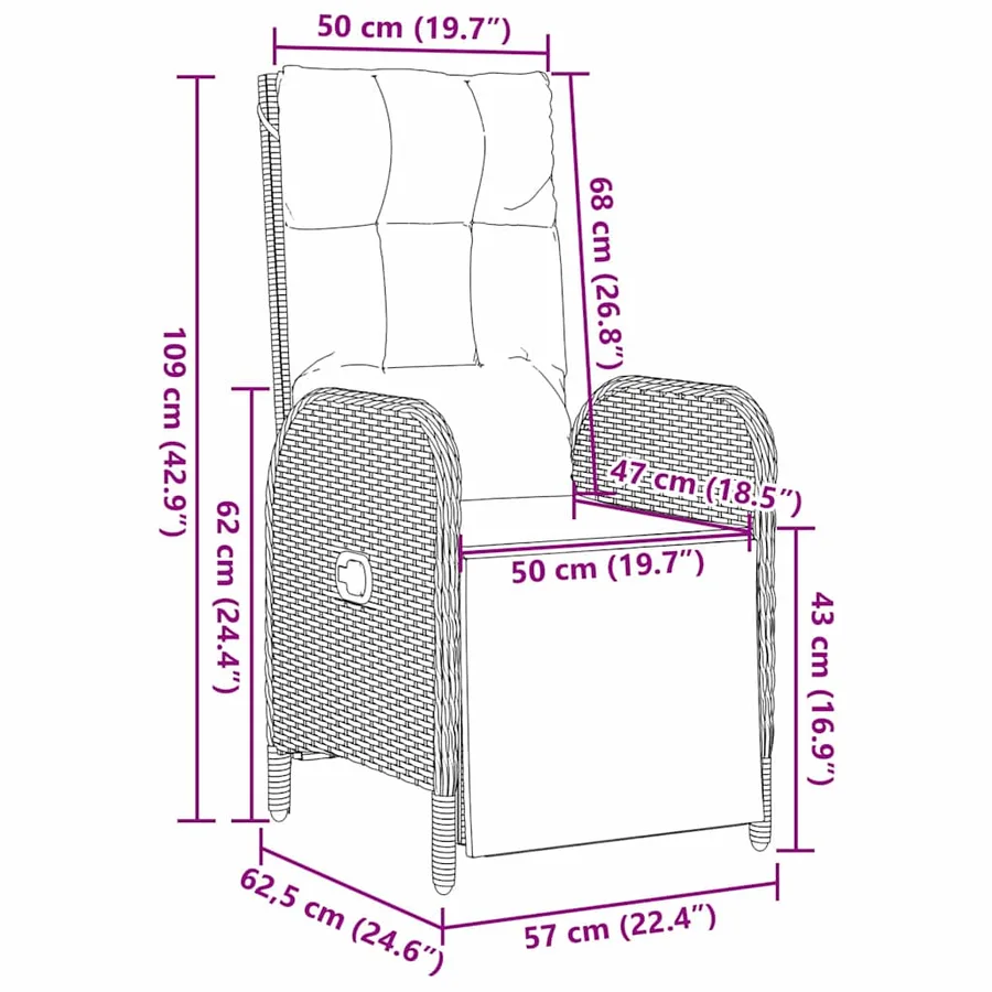 Ensemble de salle à manger pour jardin 7 pcs Gris polyrotin - 11