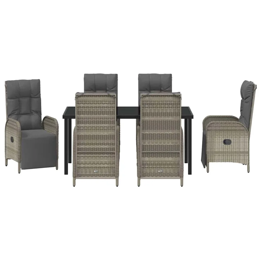 Ensemble de salle à manger pour jardin 7 pcs Gris polyrotin - 7