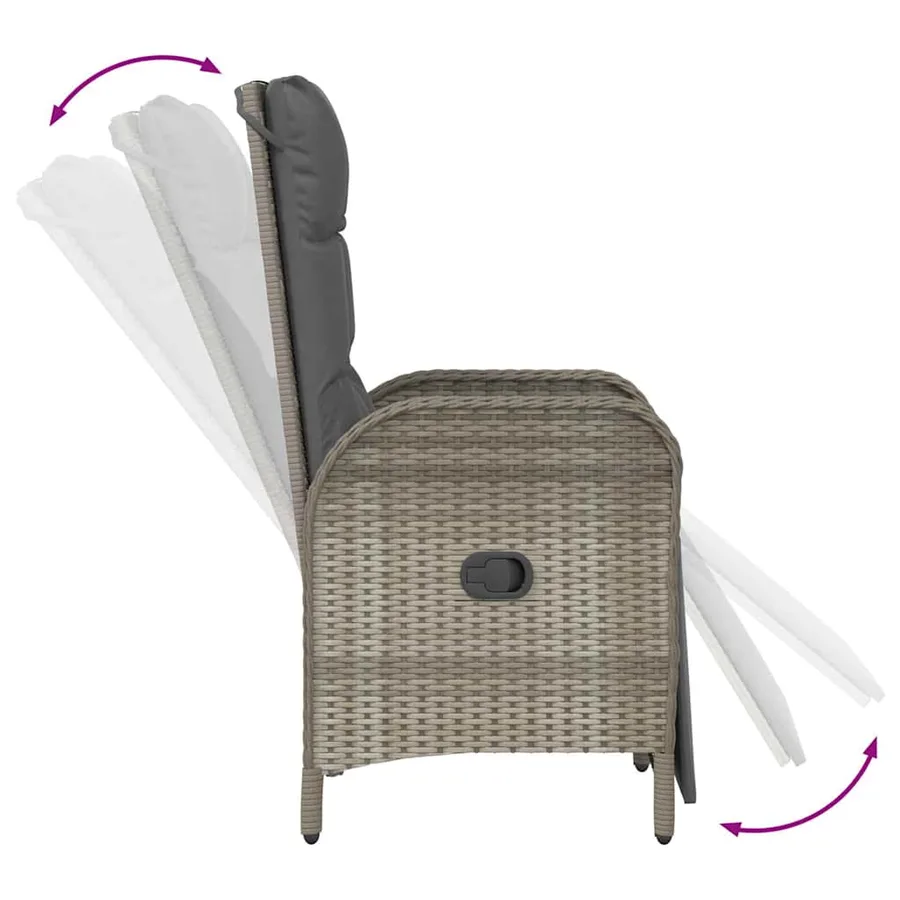 Ensemble de salle à manger pour jardin 7 pcs Gris polyrotin - 8
