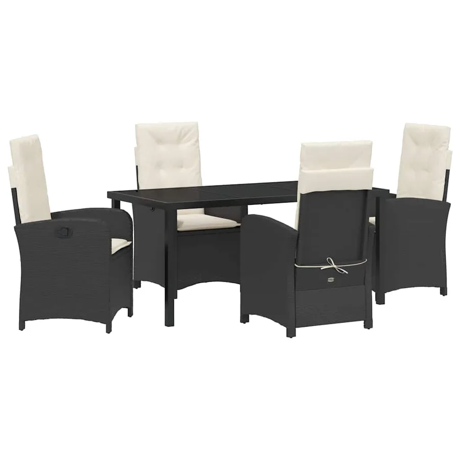 Ensemble de salle à manger pour jardin 5 pcs Noir polyrotin - 2