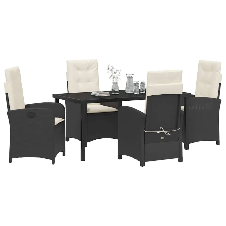 Ensemble de salle à manger pour jardin 5 pcs Noir polyrotin - 3