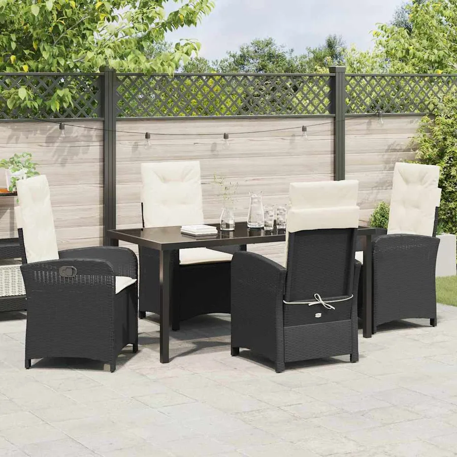 Ensemble de salle à manger pour jardin 5 pcs Noir polyrotin - 4