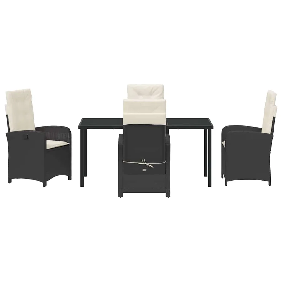 Ensemble de salle à manger pour jardin 5 pcs Noir polyrotin - 7