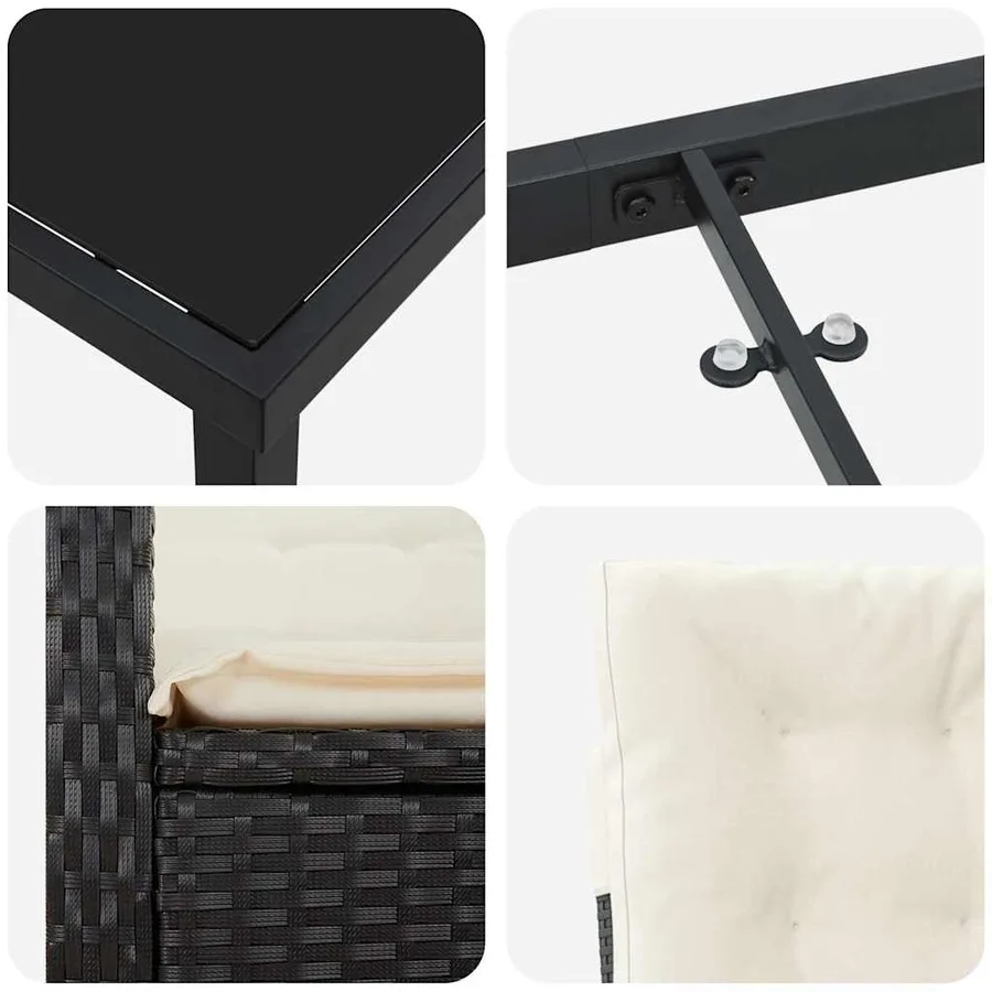 Ensemble de salle à manger pour jardin 5 pcs Noir polyrotin - 9