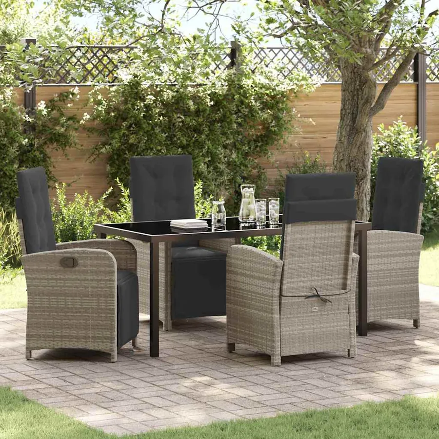 Ensemble de salle à manger pour jardin 5 pcs Gris clair